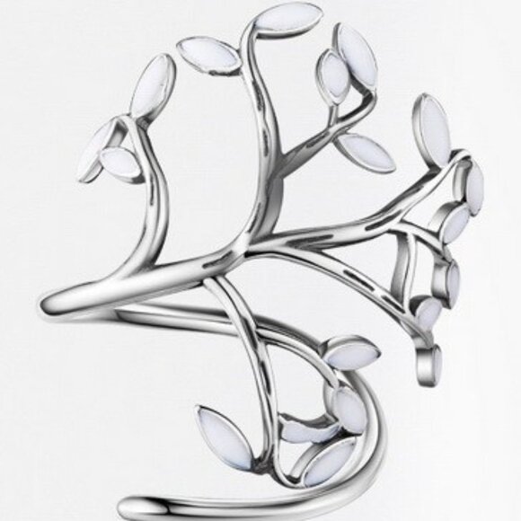 White enamel leaf adjustable wrap ring in 925 sterling silver Big Dramatic NWOT - Picture 5 of 5